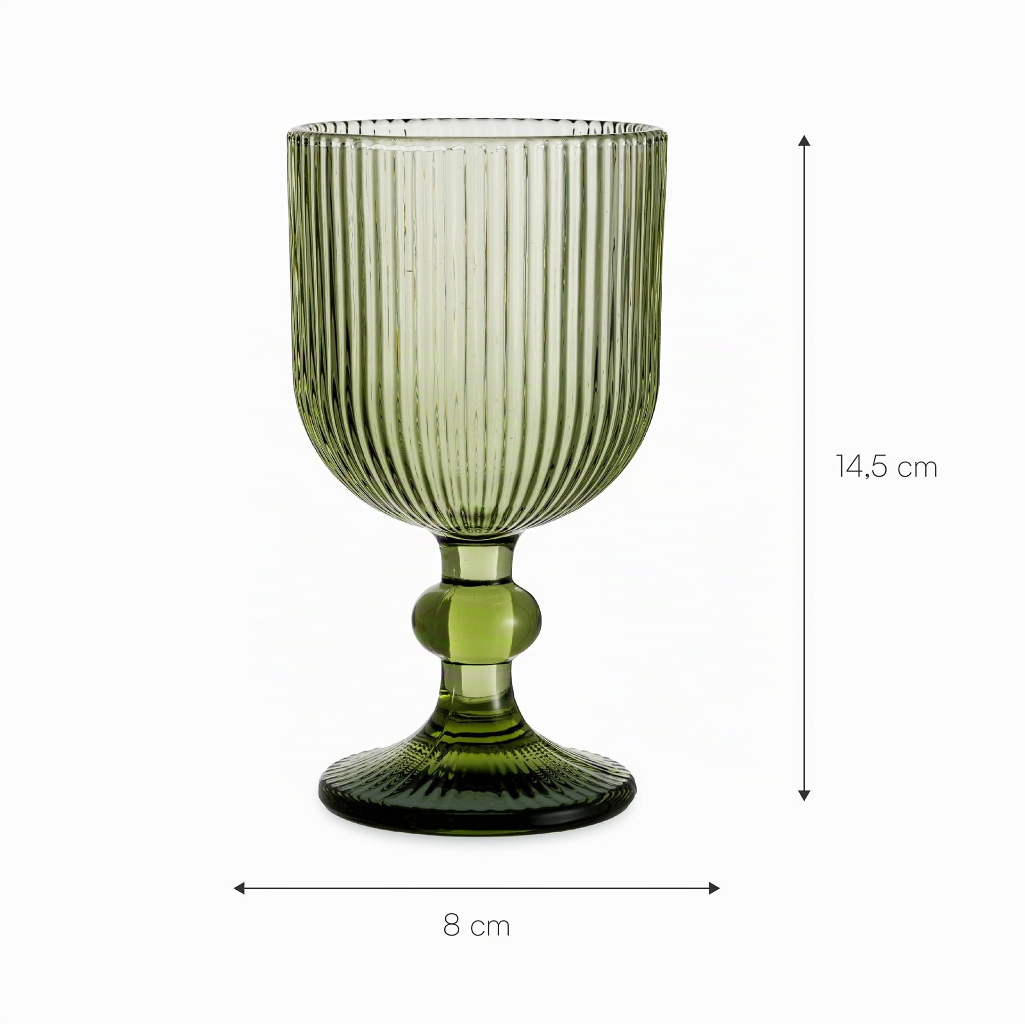 Baroni Home Set 6 Calici Vetro Verde Righe 20 CL