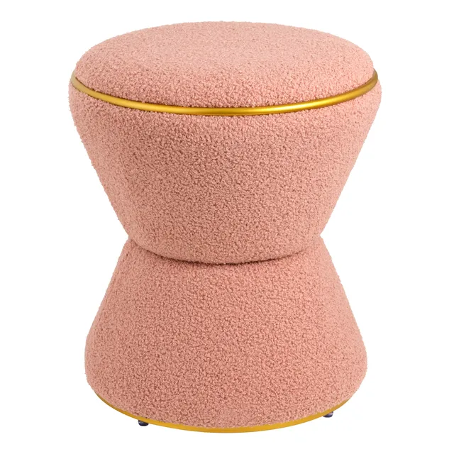 Baroni Home Pouf Sherpa Clessidra poggiapiedi rosa 37x37x43 cm