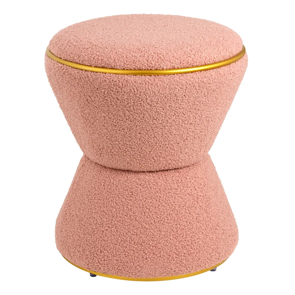 Baroni Home Pouf Sherpa Clessidra poggiapiedi rosa 37x37x43 cm