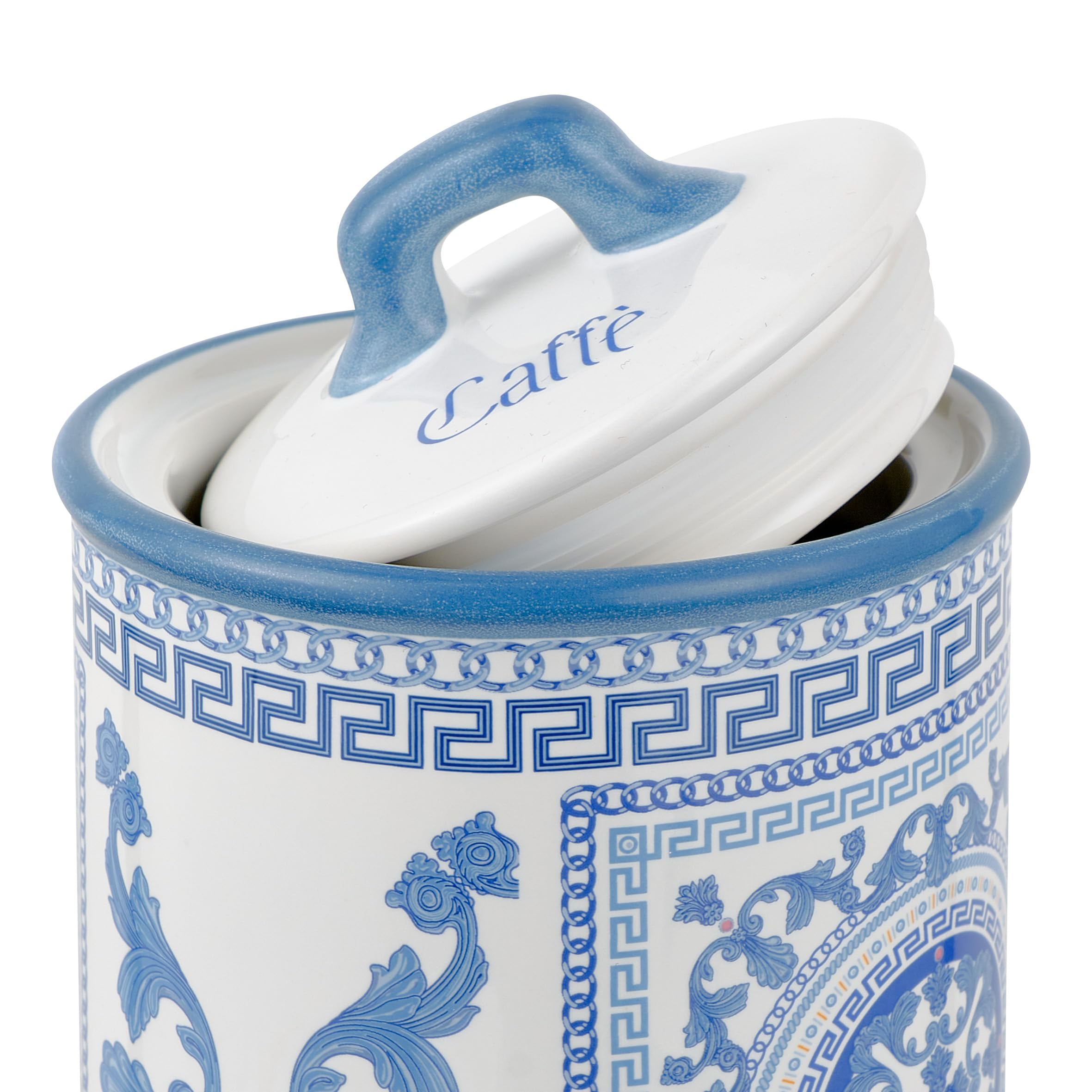 Baroni Home Maioliche Blu Pot à Café barattolo 11x11x17 cm