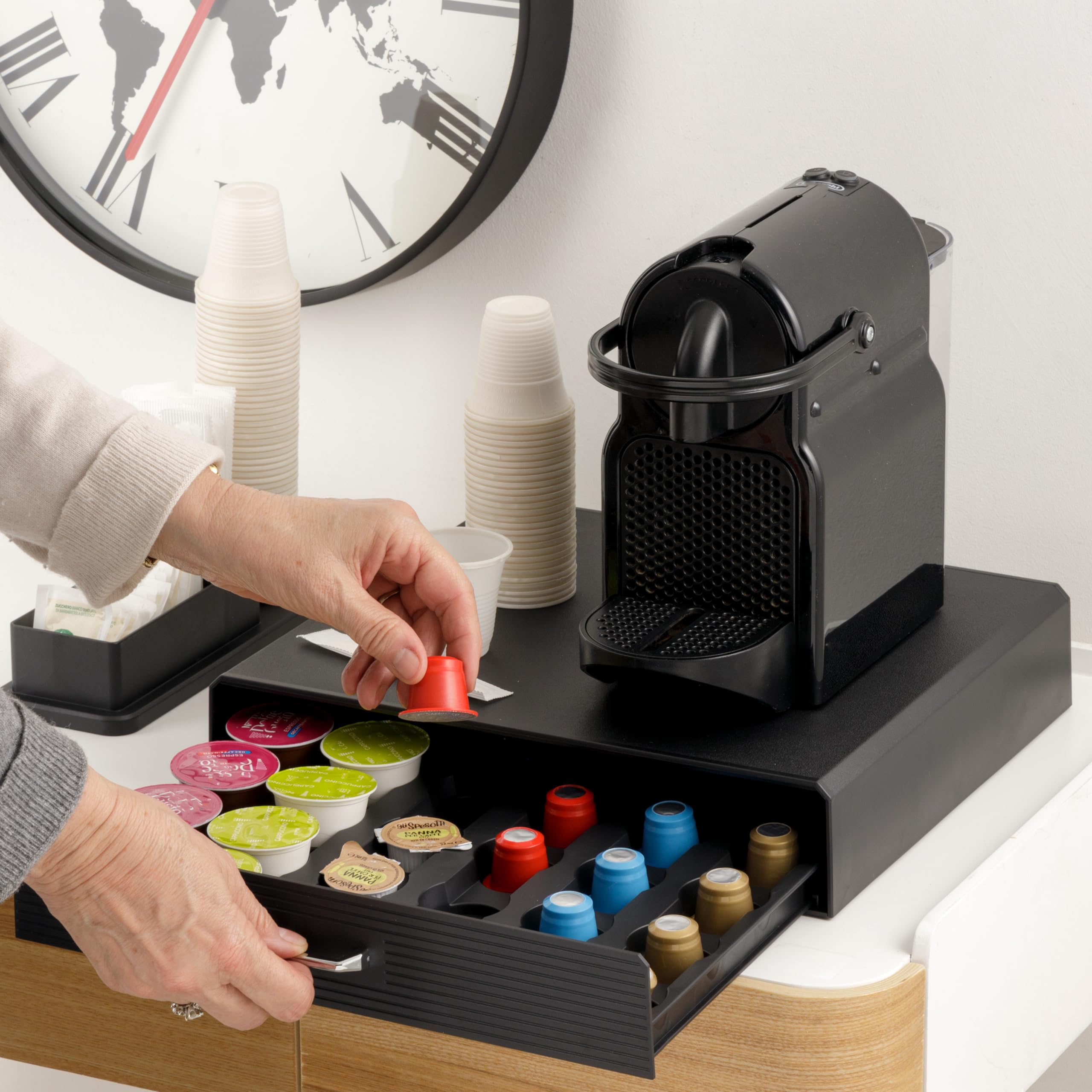 Baroni Home Cassetto Porta Capsule Nero 30 Capsule Plastica