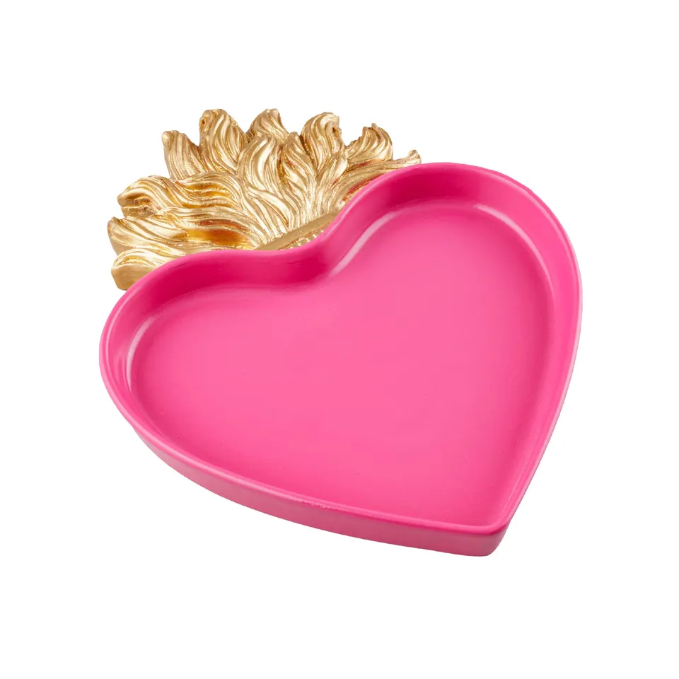 Baroni Home Sacro Cuore Svuotatasche Resina Rosso 17x22x2 cm