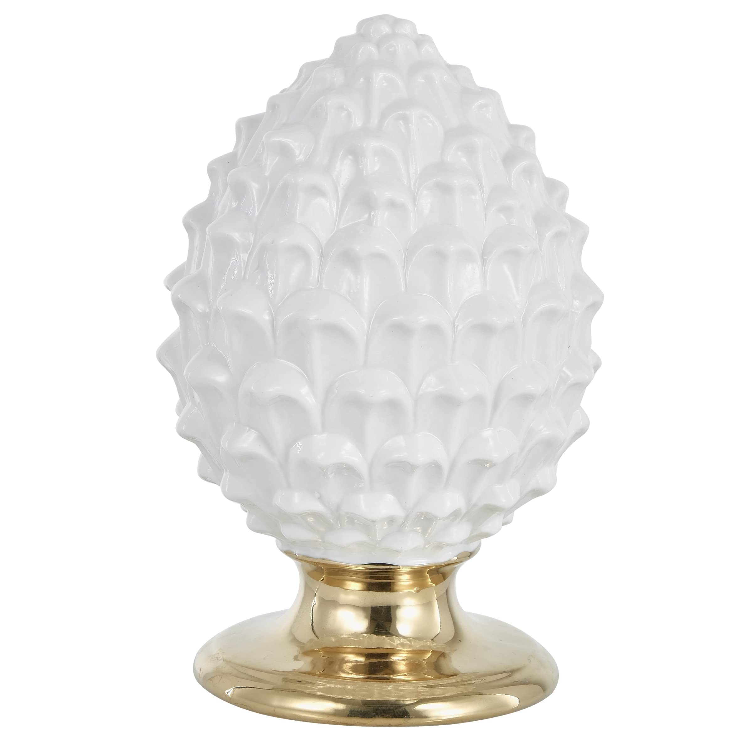 Baroni Home pigna siciliana porcellana bianco oro L 14x14x22 cm