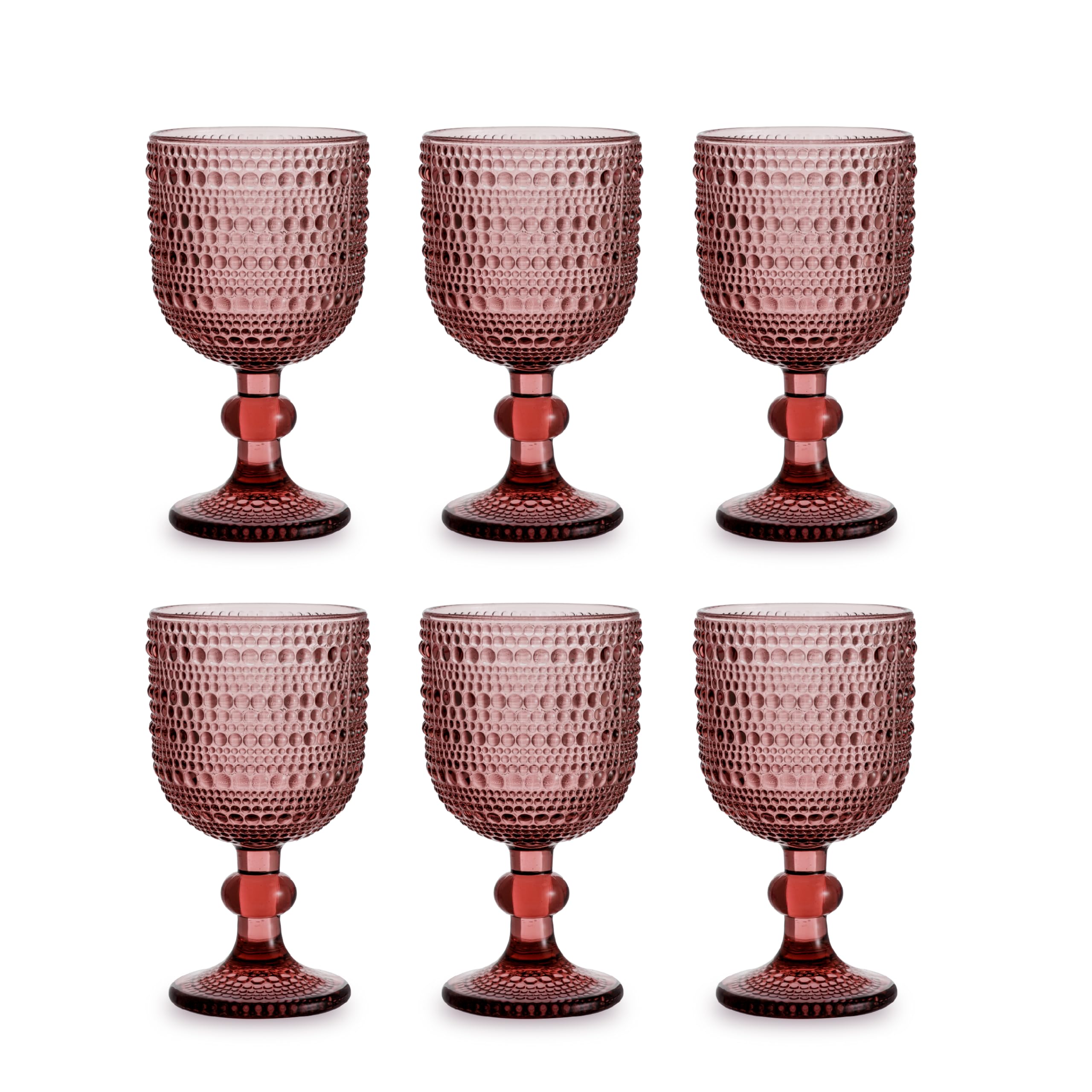 Baroni Home set 6 calici vetro rosa 20 cl con rilievo