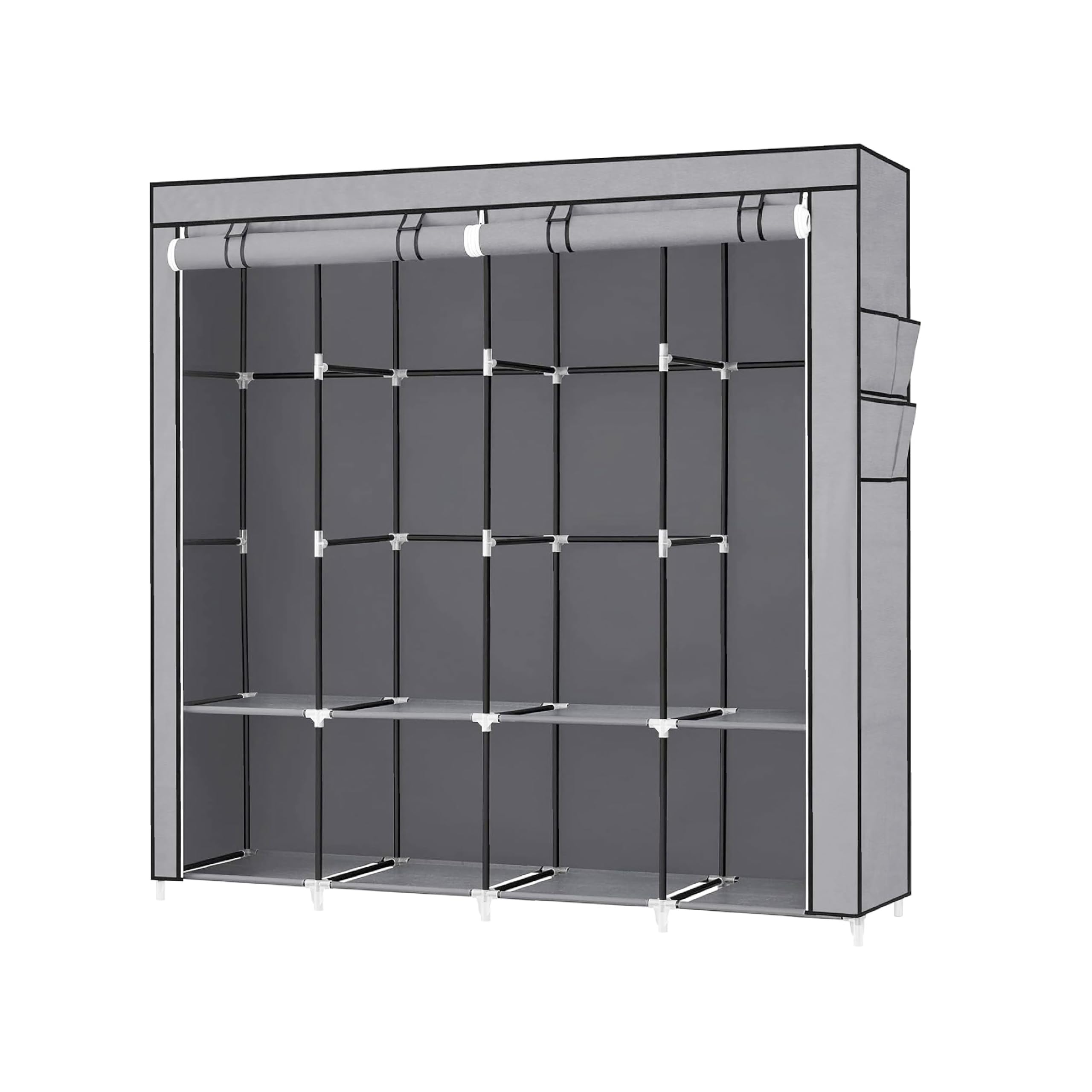 Baroni Home armadio in tessuto grigio 2 ripiani 88x45x160 cm