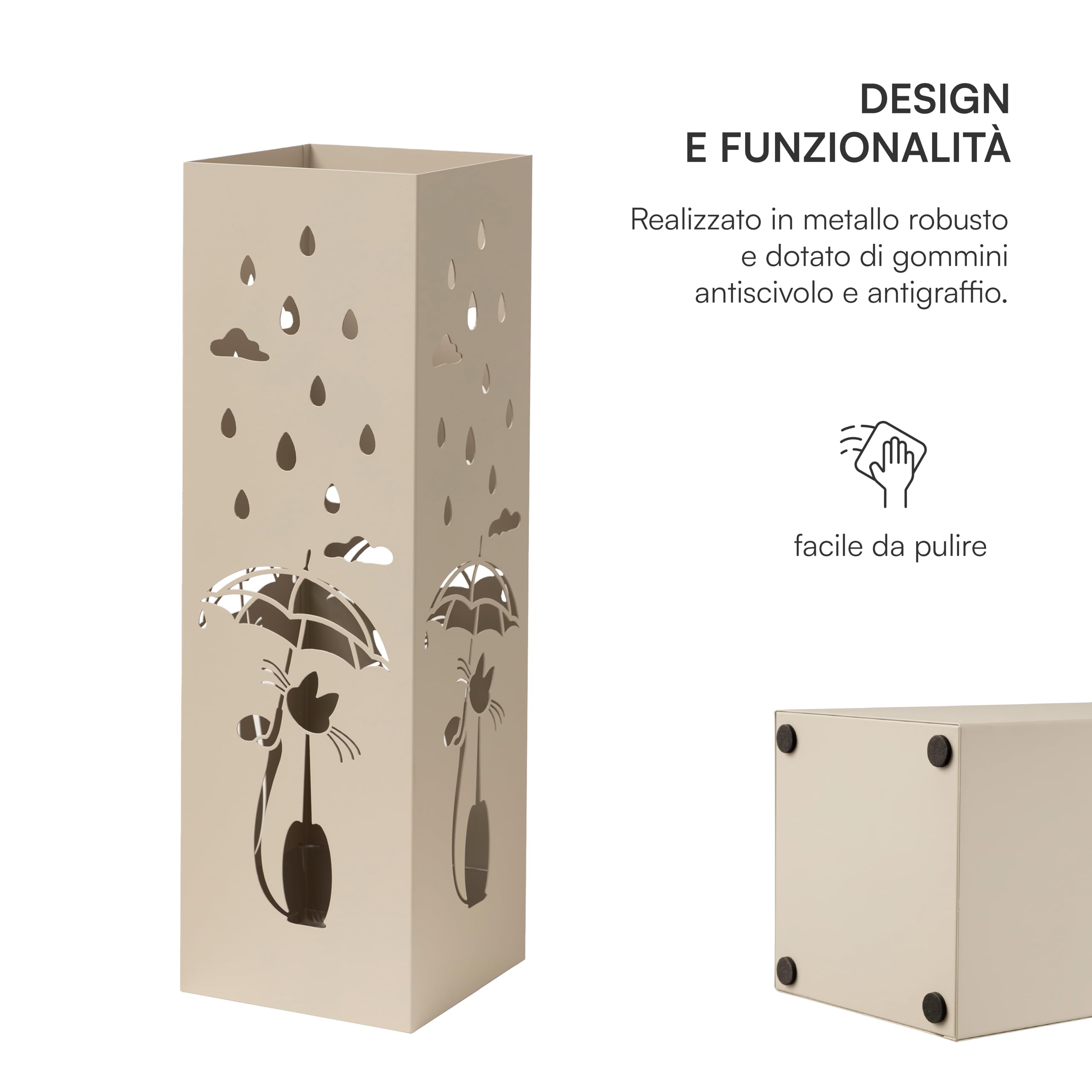 Baroni Home Portaombrelli Gatto Tortora 15,5x15,5x49 cm