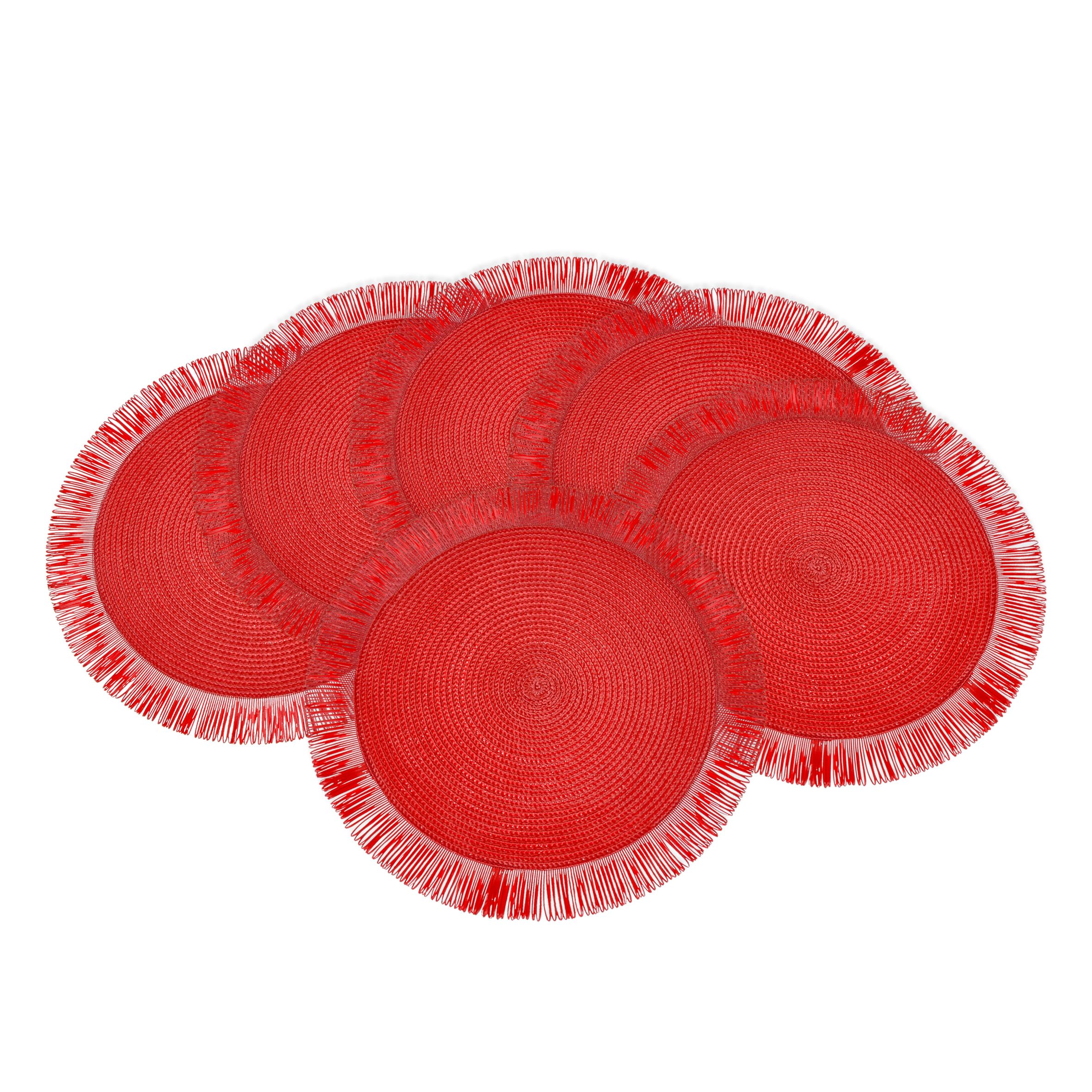 Baroni Home Set 6 tovagliette tonde paglia rossa 38 cm