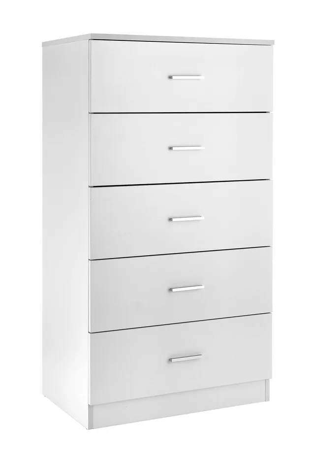 Baroni Home Cassettiera 5 Cassetti Bianca 60x40x110 in Nobilitato
