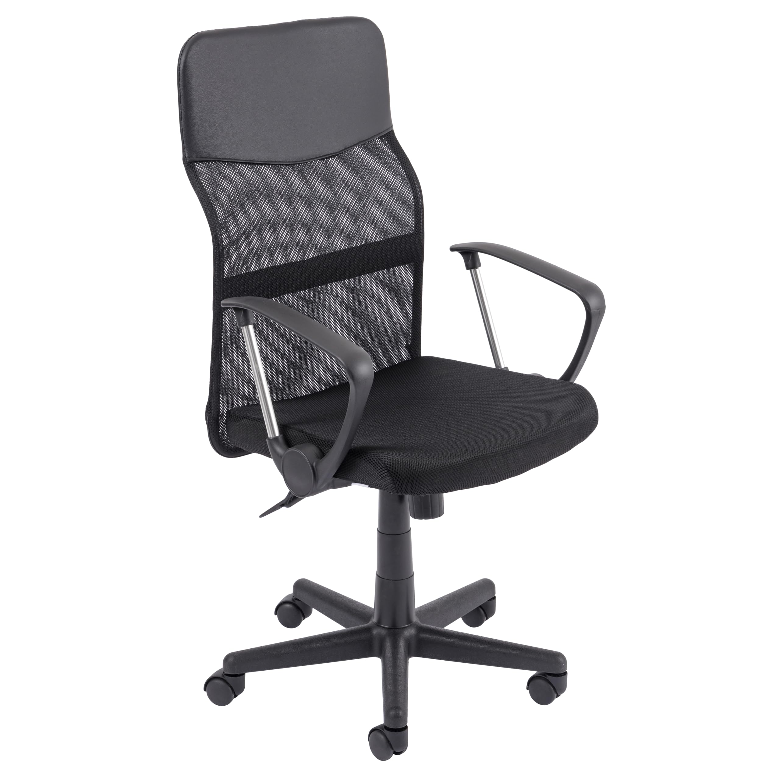 Baroni Home Sedia Ufficio Nera Ecopelle 47x47x109 cm