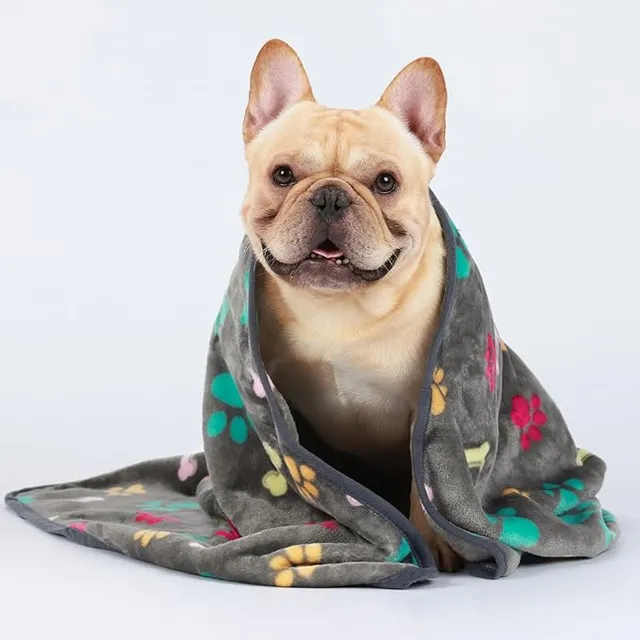 PetPlus coperta per cani grigia morbida con stampa