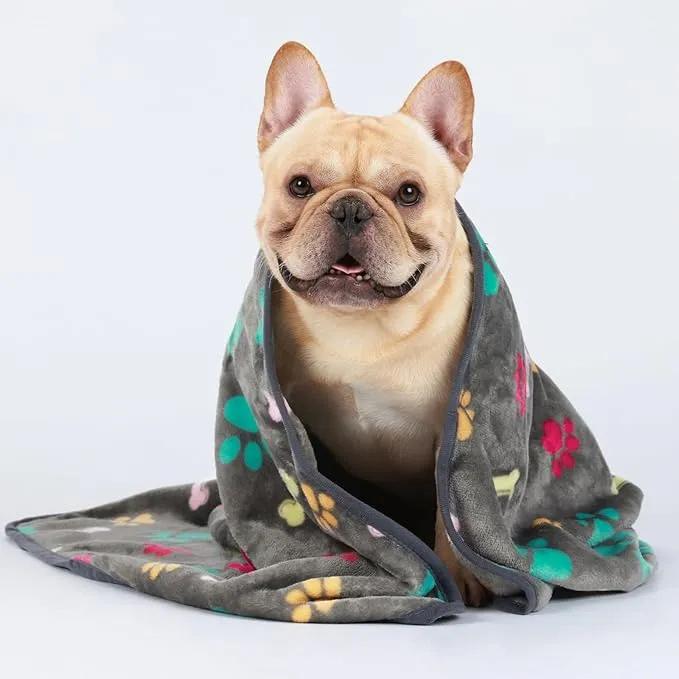 PetPlus coperta per cani grigia morbida con stampa