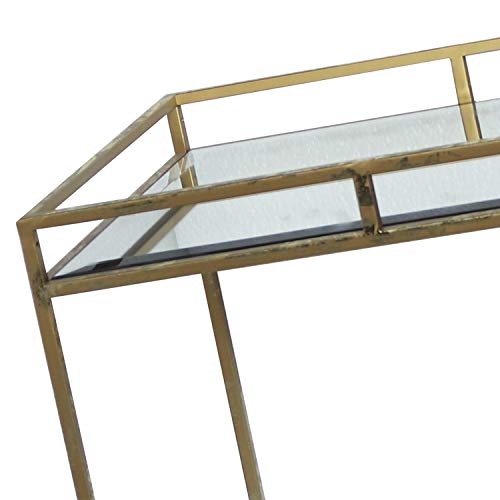 Baroni Glam Tavolino Rettangolare Vetro Oro 44x34x61 cm