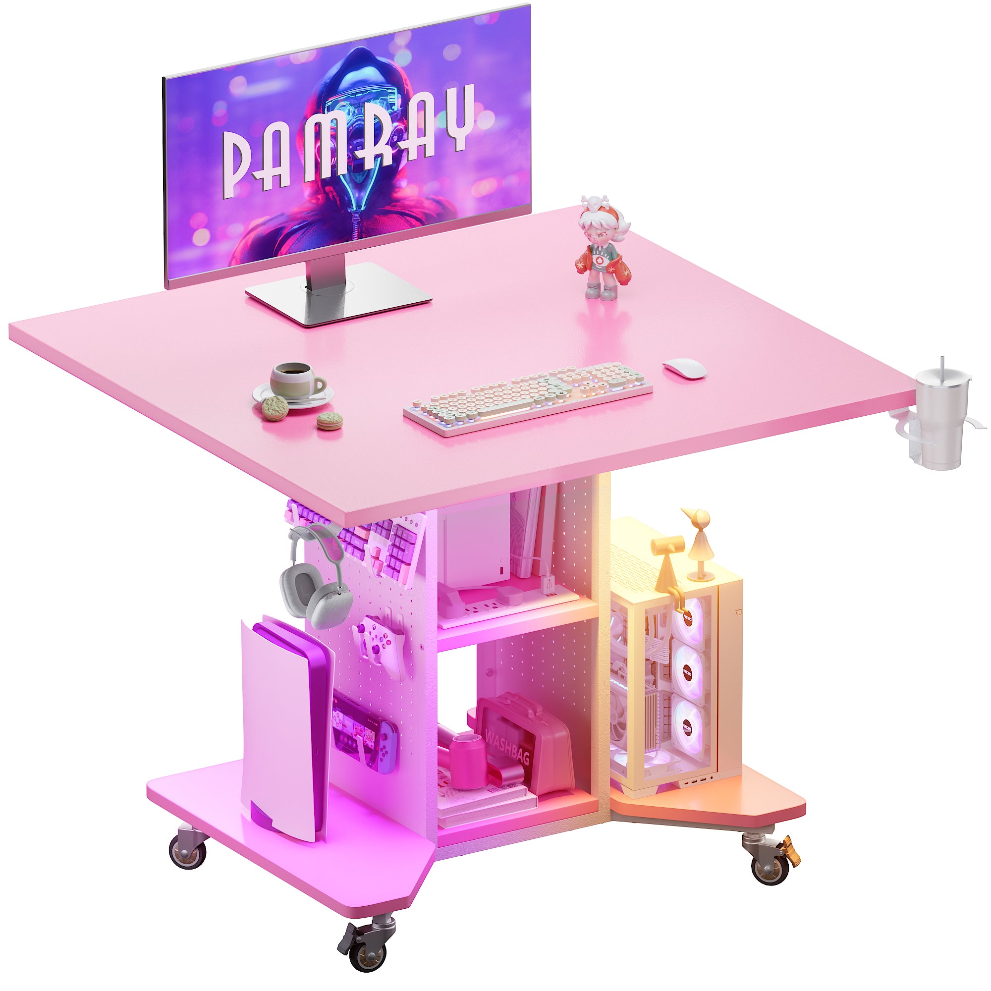 Pamray Small Rolling scrivania gaming nera LED