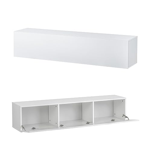 Baroni Home mobile TV sospeso 3 cassetti bianco 140 cm MDF