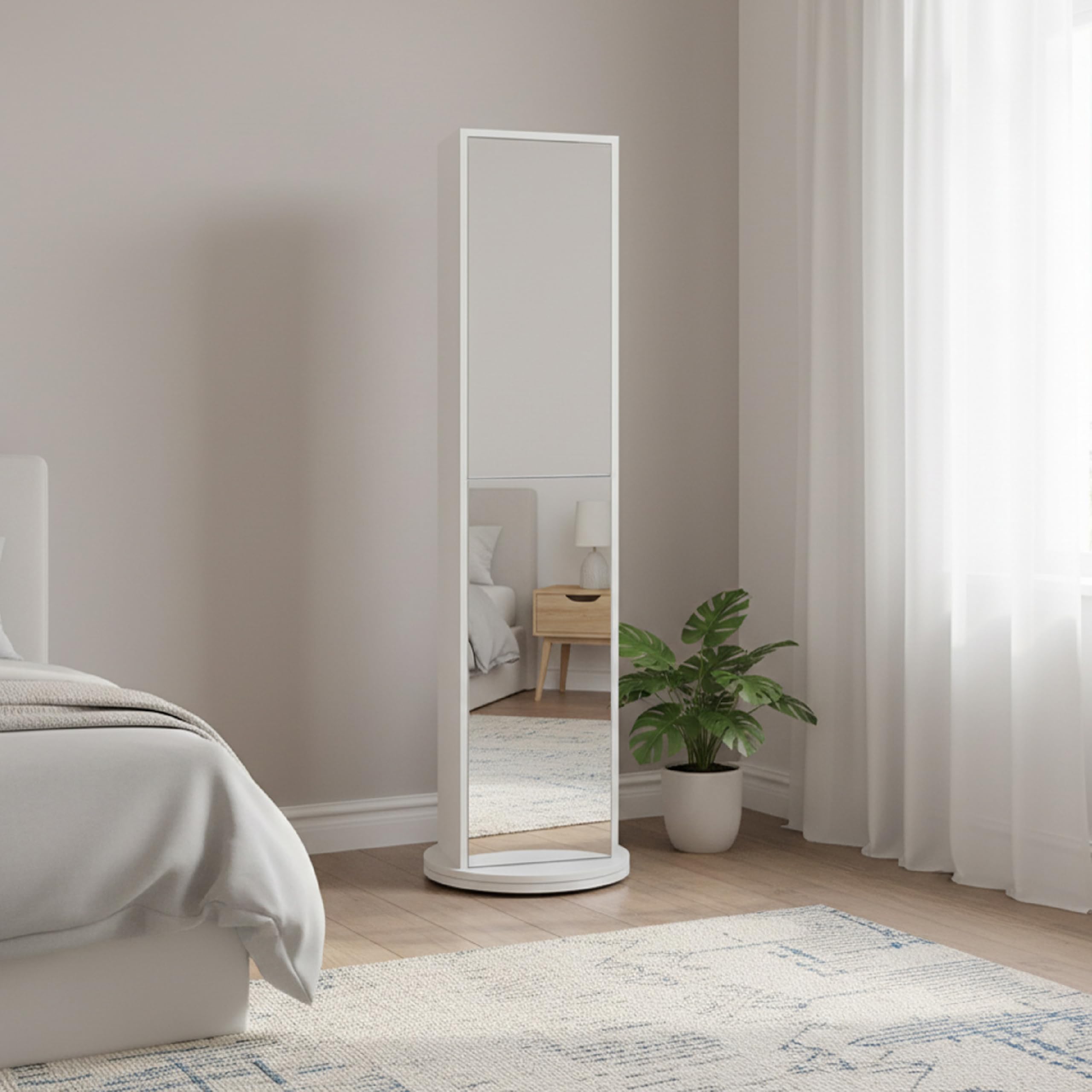 Baroni Home Specchio Girevole Colonnina Mobile Bianco 169 cm