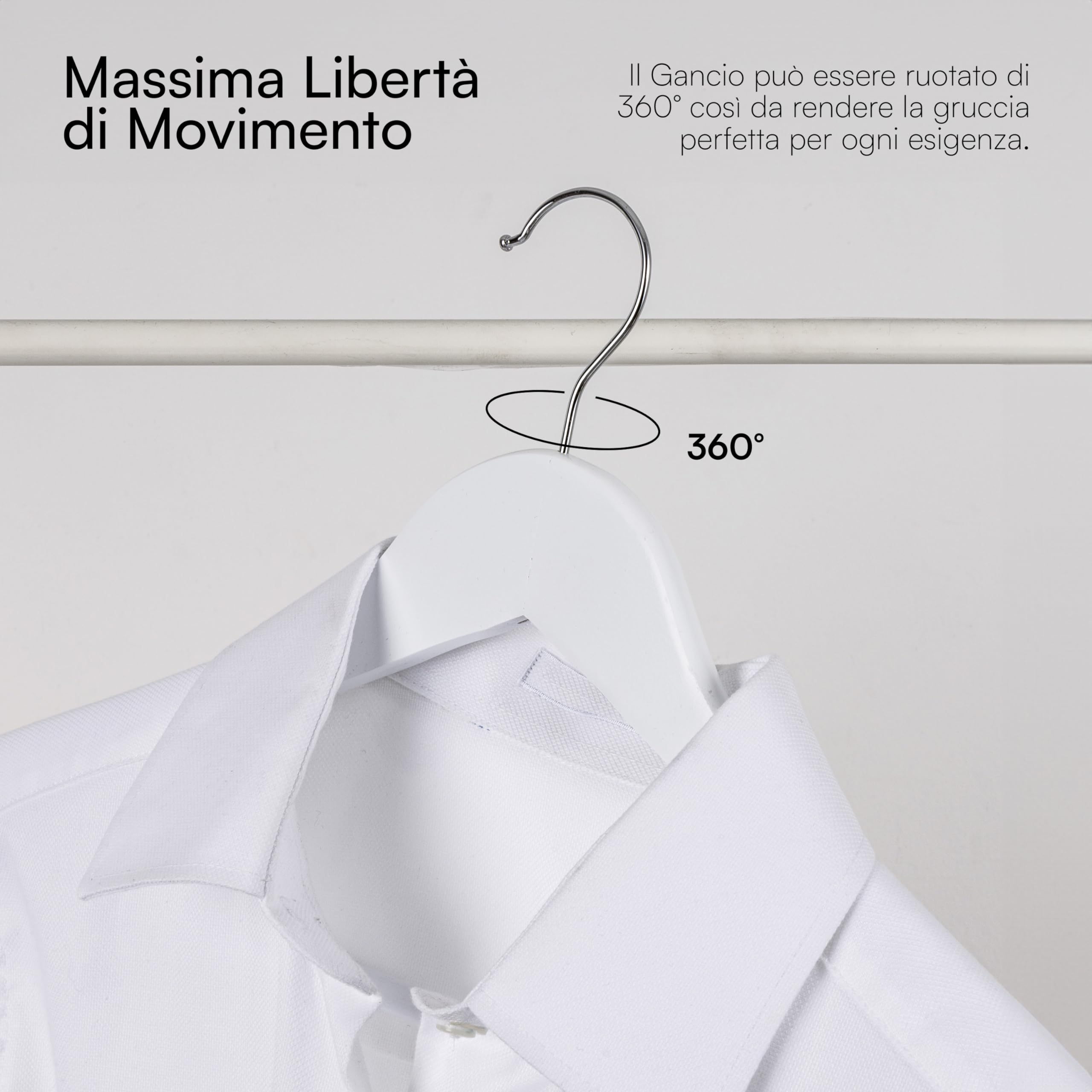 Baroni Home Grucce Legno 45 cm Bianco 20 Pezzi salvaspazio