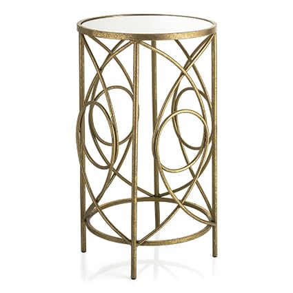 Baroni Home Tavolo da Fumo Cilindrico tavolino vetro oro 35,5x60 cm