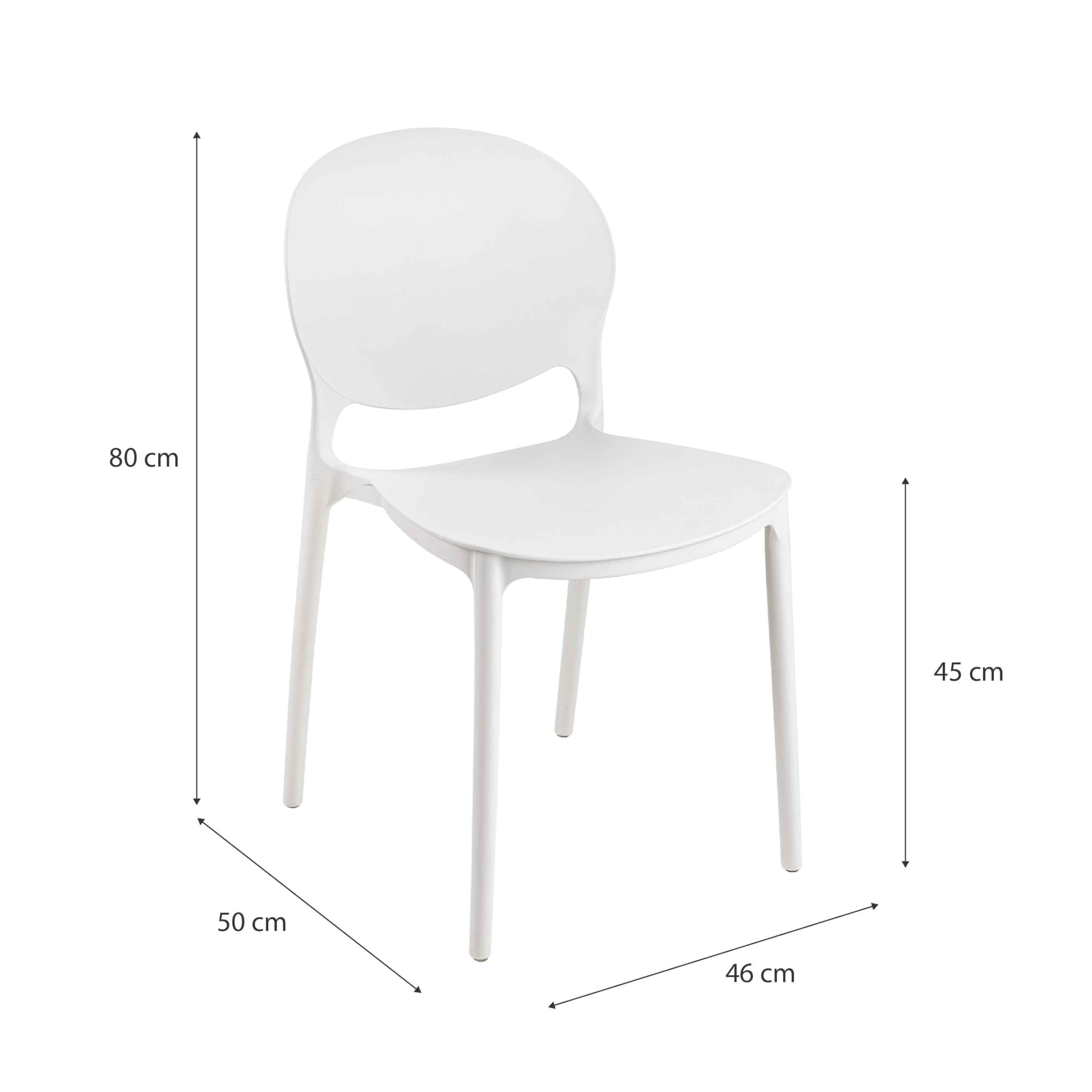 Baroni Home Set 4 Sedie Plastica Bianca 46x50x80 cm