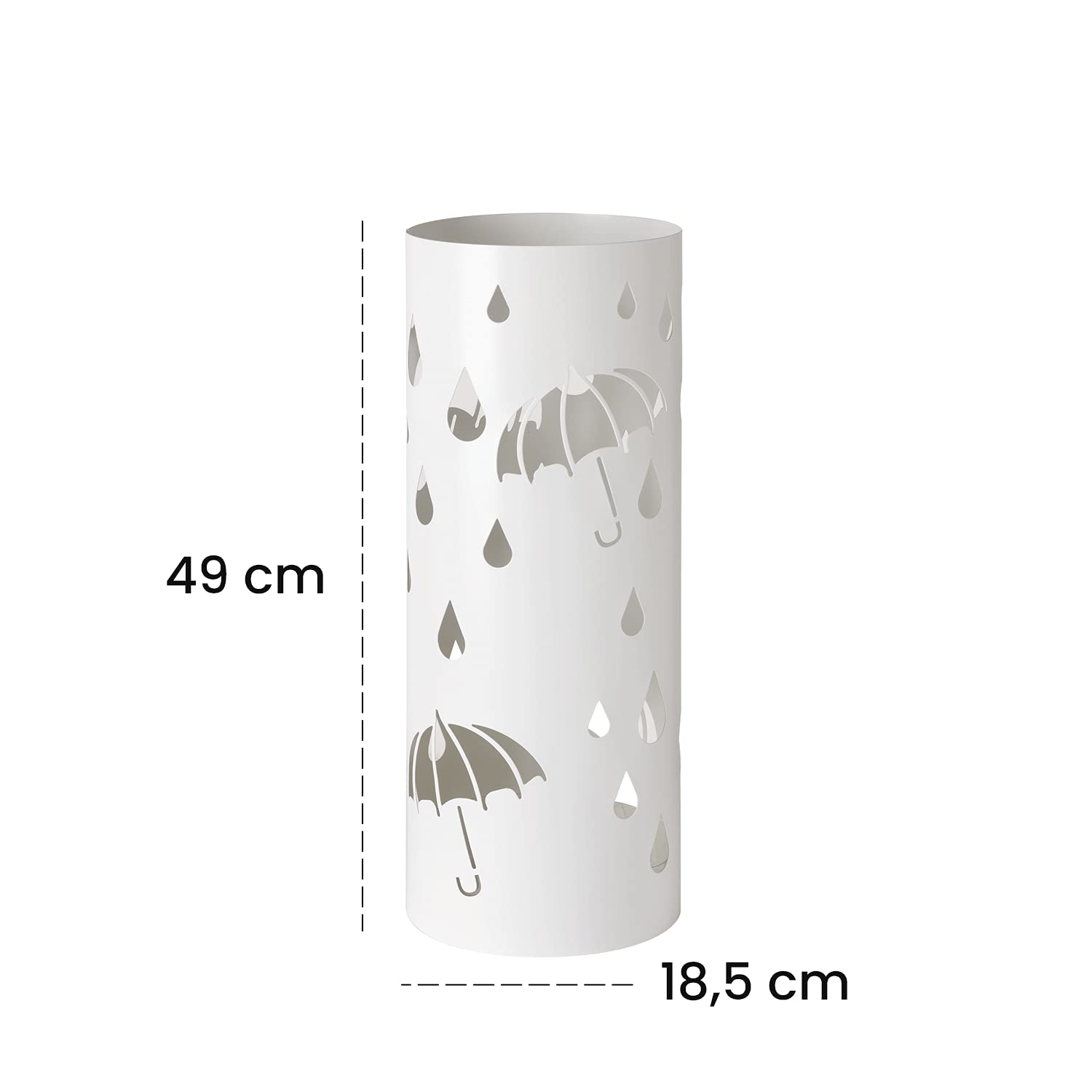 Baroni Home portaombrelli cilindrico pioggia metallo bianco