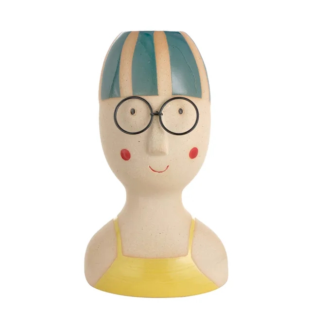 Baroni Home Statuetta Nuotatrice Costume Giallo Ceramica 22 cm