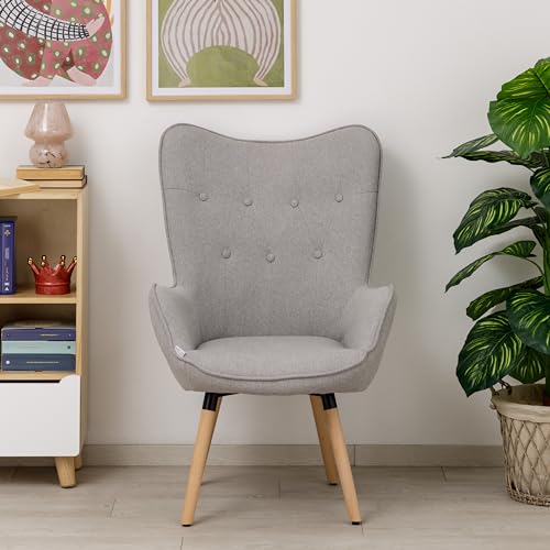 Baroni Home Poltrona Grigia 65x38x105 cm Schienale Alto