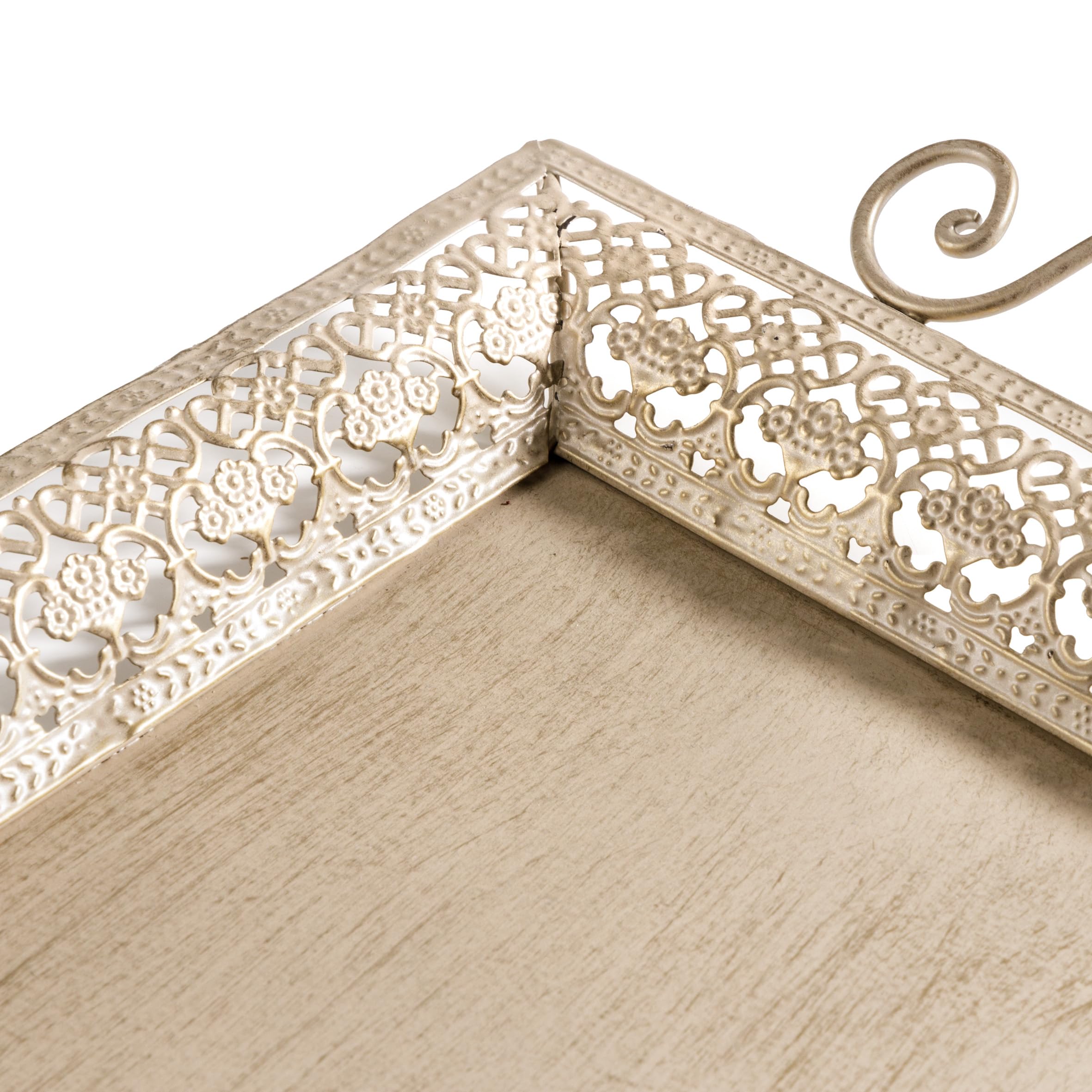 Baroni Home Vassoio Metallo Rettangolare Trina Oro 48x26 cm