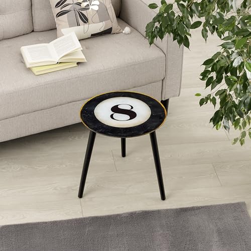Baroni Home tavolino vetro Biliardo 42x42x40 cm soggiorno