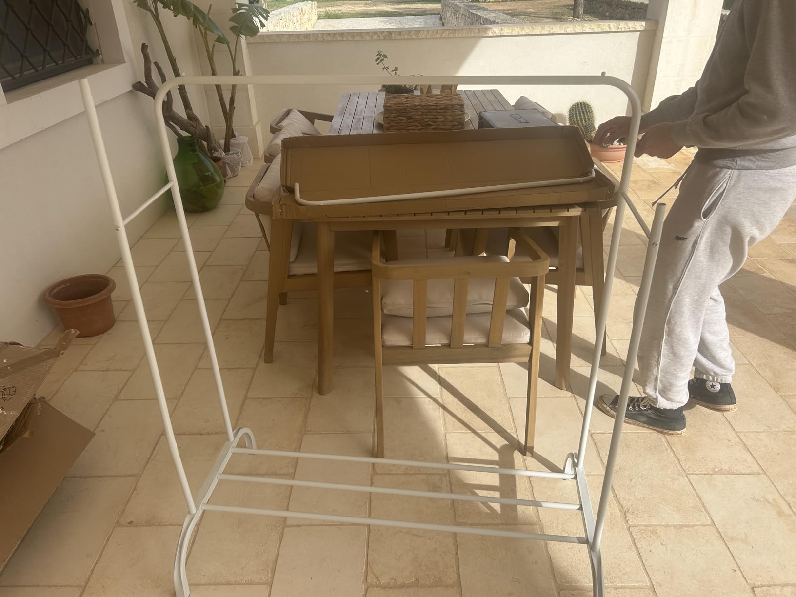 Baroni Home Stand Appendiabiti Doppia Barra Bianco 110x55x145 cm