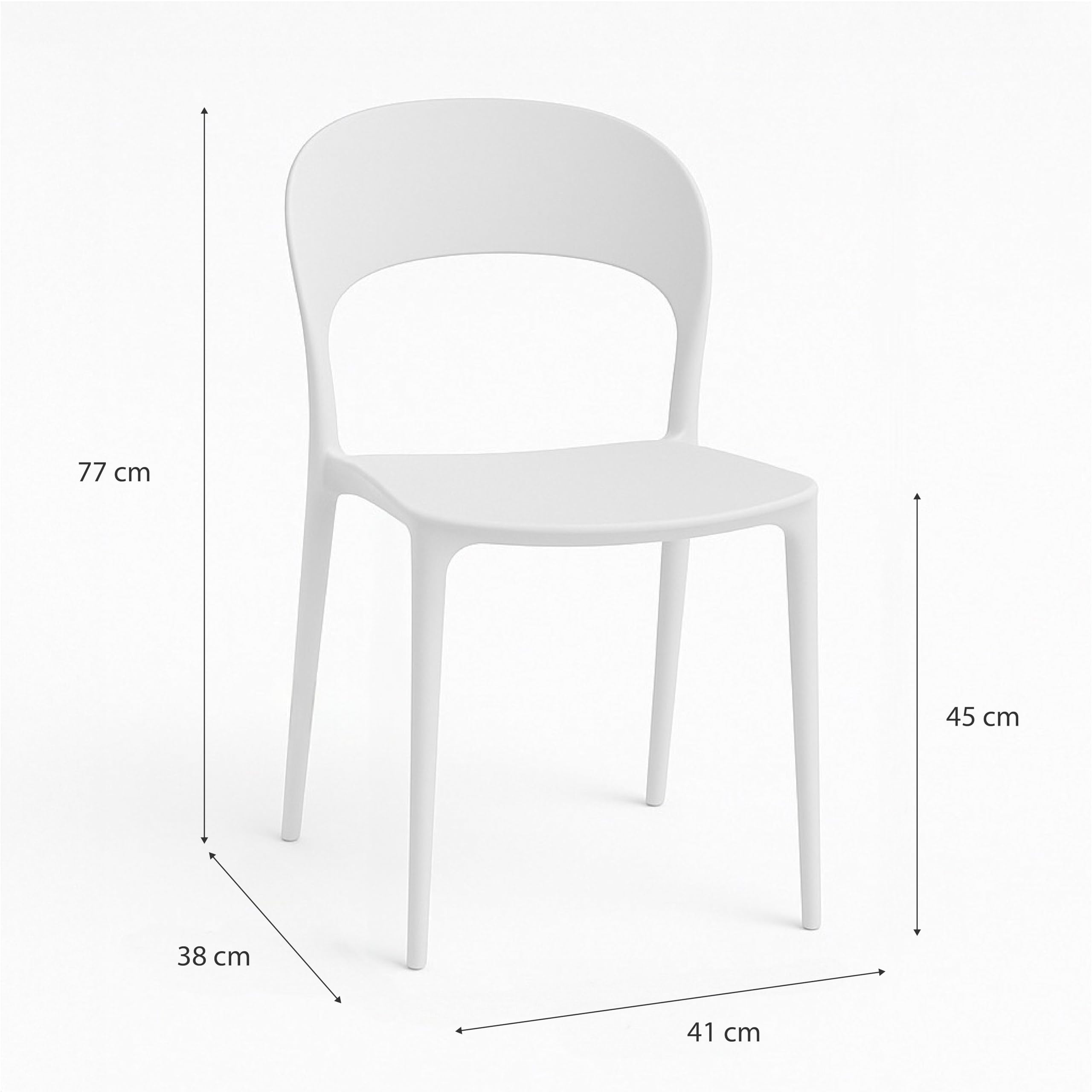 Baroni Home set 4 sedie plastica bianche 77 cm impilabili