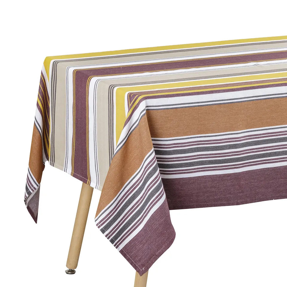 Baroni Home Tovaglia a righe cotone bordeaux 145x245 cm