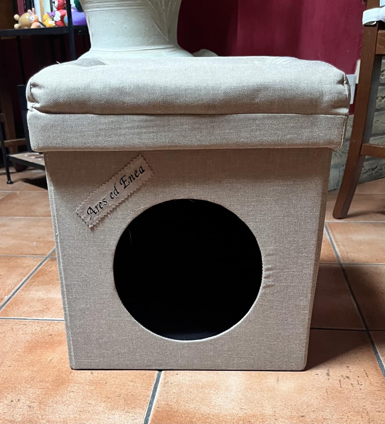 Baroni Home Cuccia Cane Gatto Pouf Marrone 38x38x42 cm
