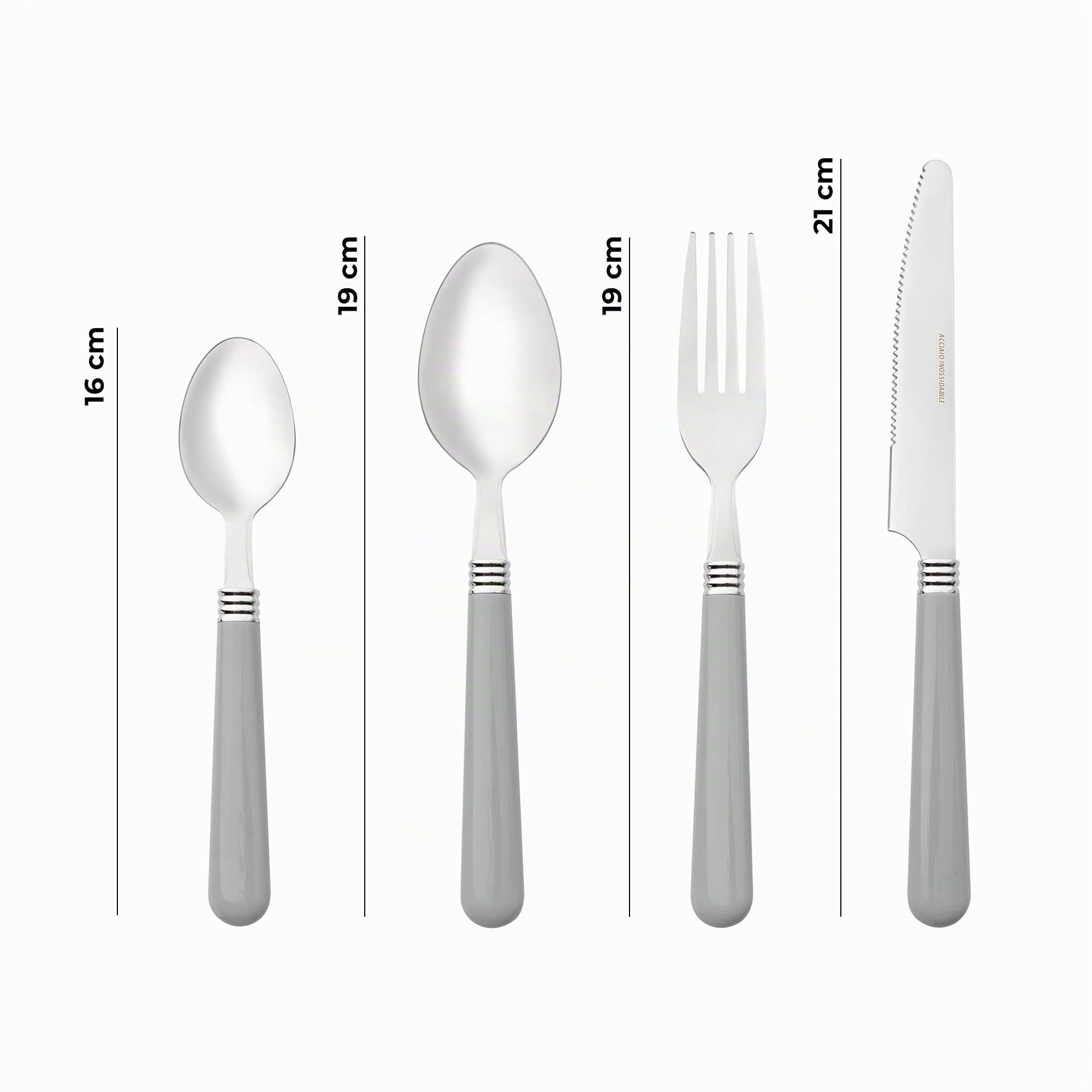 Baroni Home Set Posate 24 Pezzi Grigio Acciaio Inox