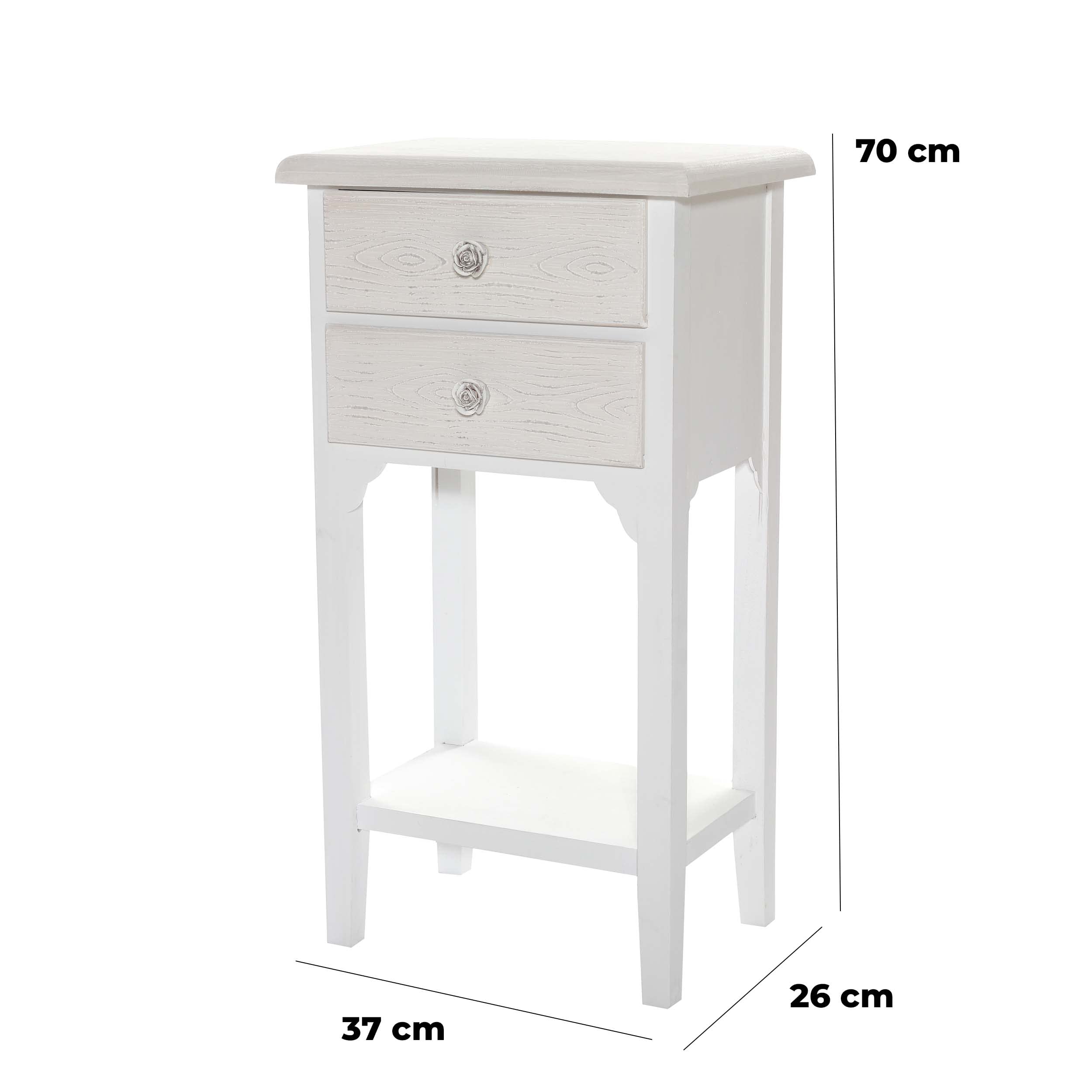 Baroni Home Montemaggi comodino 2 cassetti bianco 37x26x70