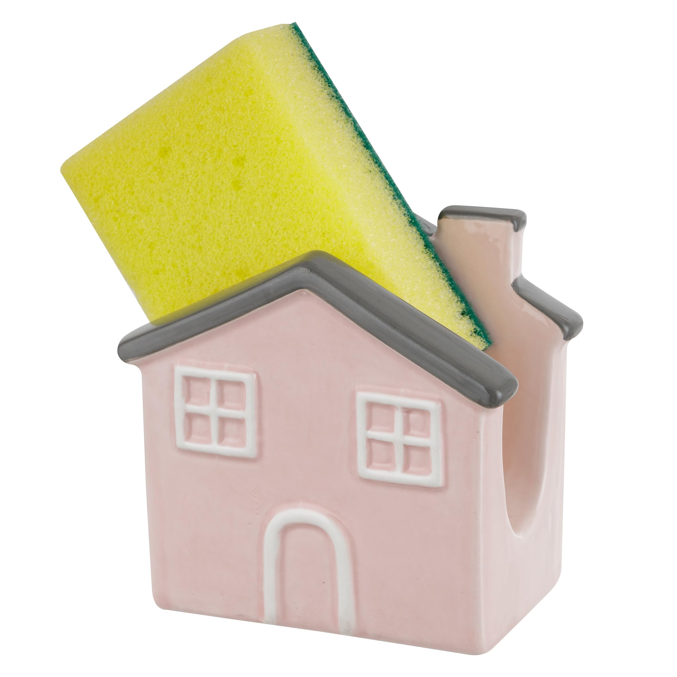 Baroni Home Casina Bianca portaspugna ceramica 10x6x10 cm
