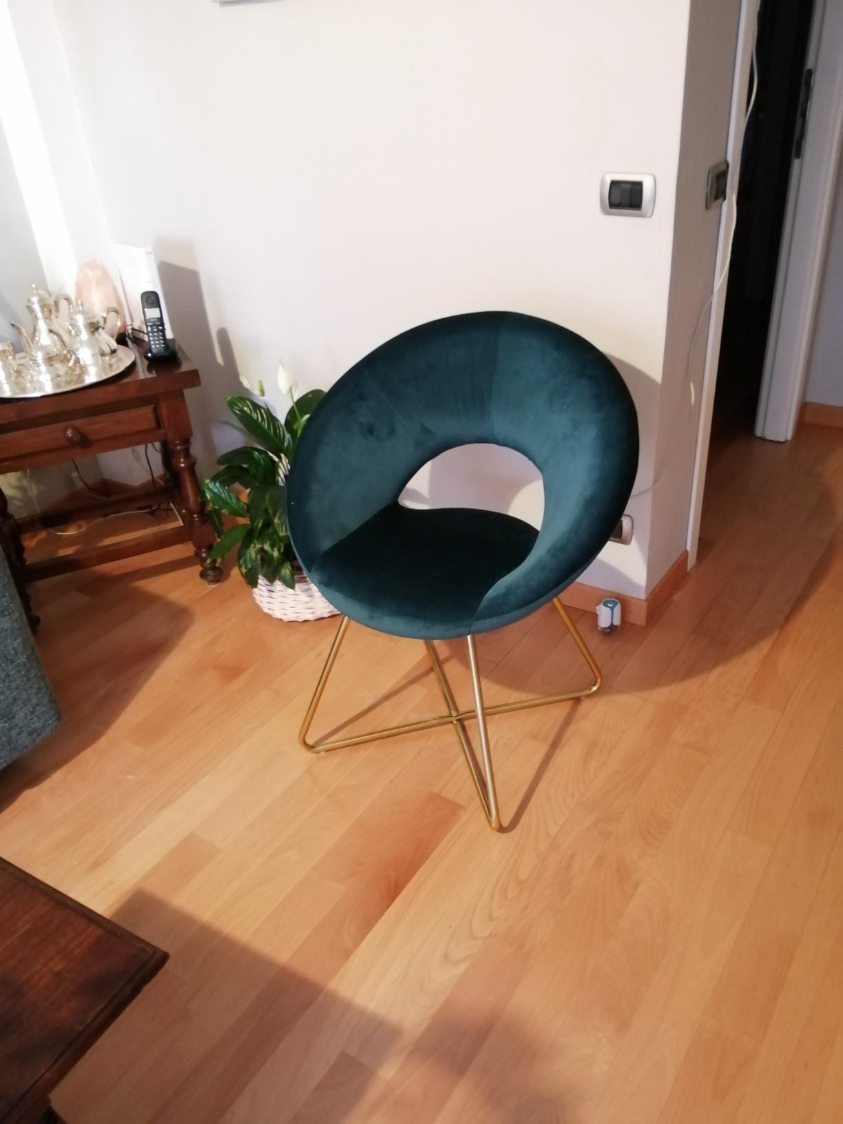Baroni Home Montemaggi poltrona velluto petrolio gambe oro