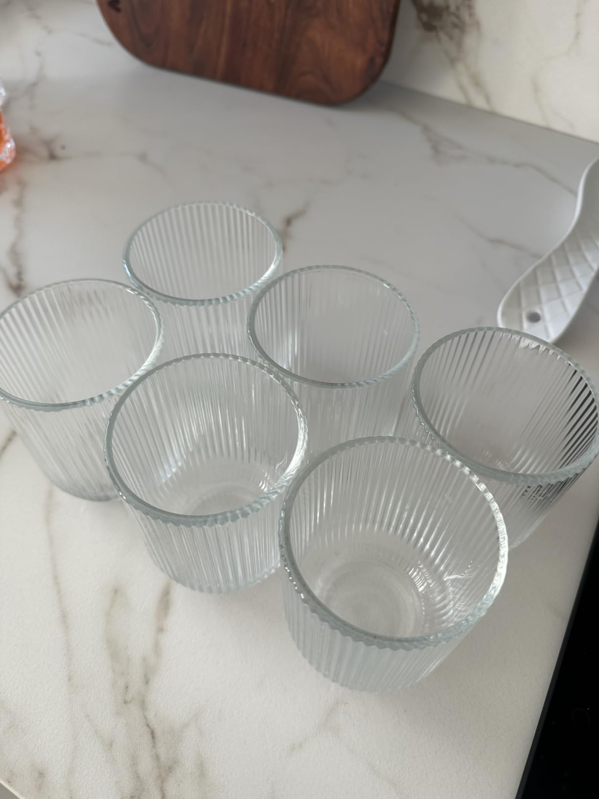Baroni Home Set 6 Bicchieri Vetro Verde Righe 30 CL 8x8x10