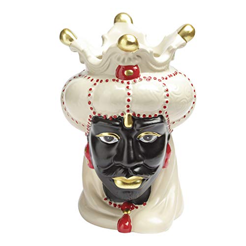 Baroni Re Volto Scuro testa di moro vaso ceramica 25 cm