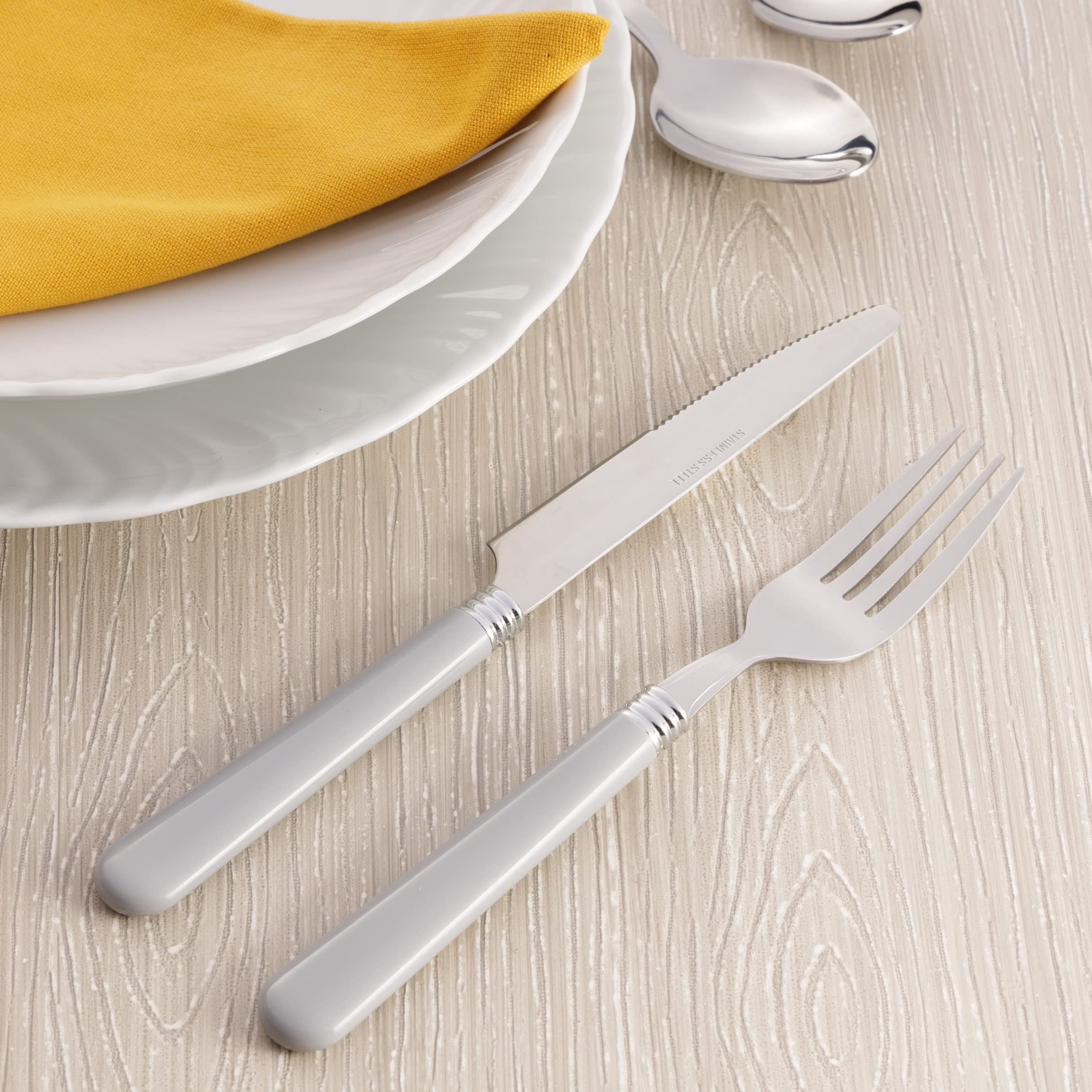 Baroni Home Set Posate 24 Pezzi Grigio Acciaio Inox
