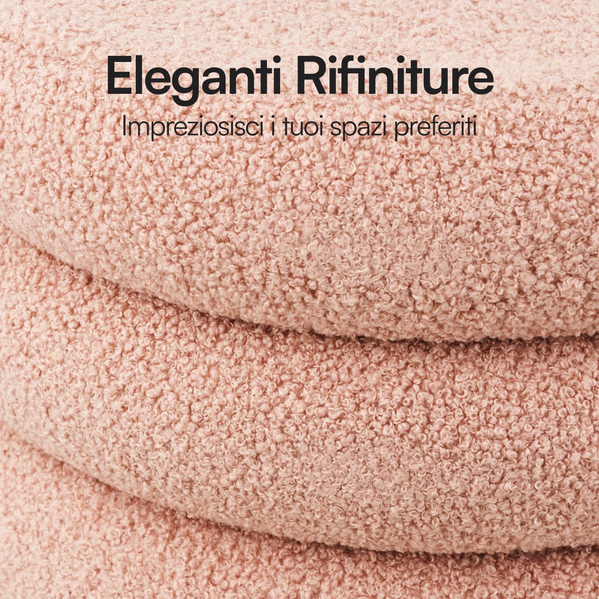 Baroni Home pouf macaron rosa sherpa 41x38x38 cm
