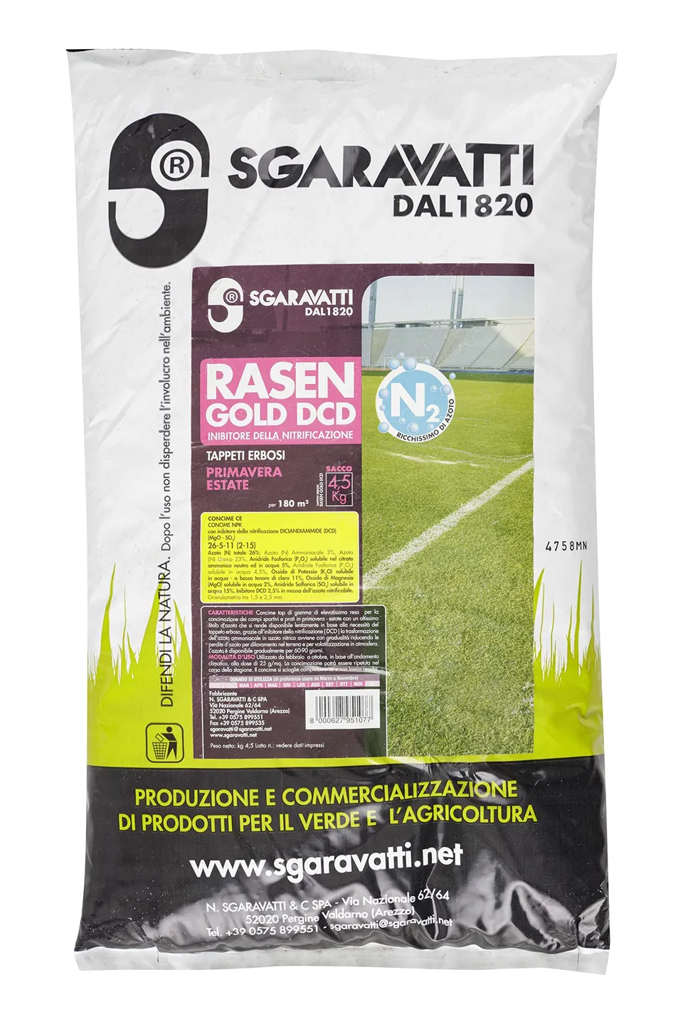 Baroni Concime Prato Granulare Alto Azoto 4,5 Kg per 180 Mq