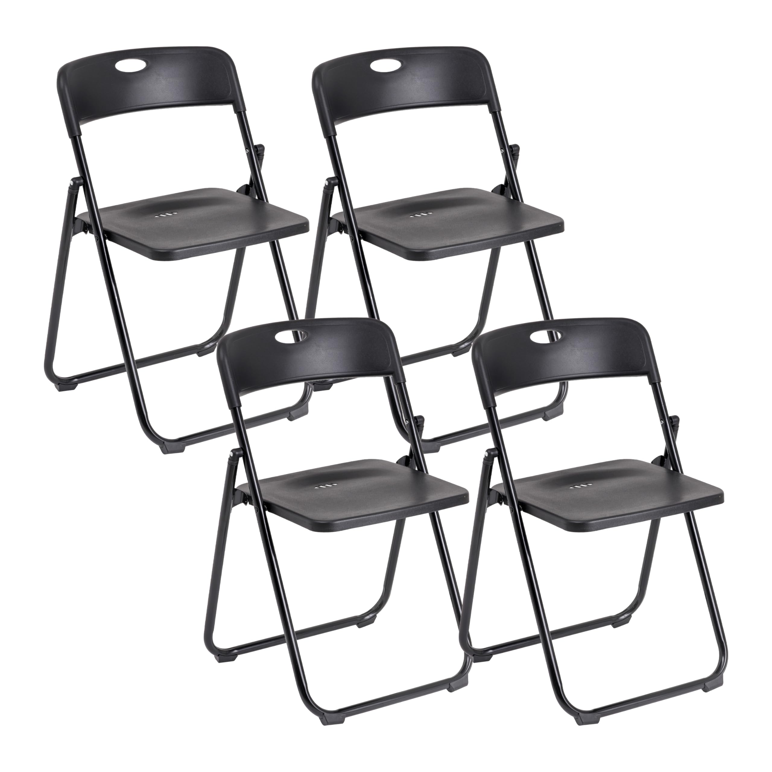 Baroni Home Sedia Pieghevole Acciaio Nera 74x43x49 cm