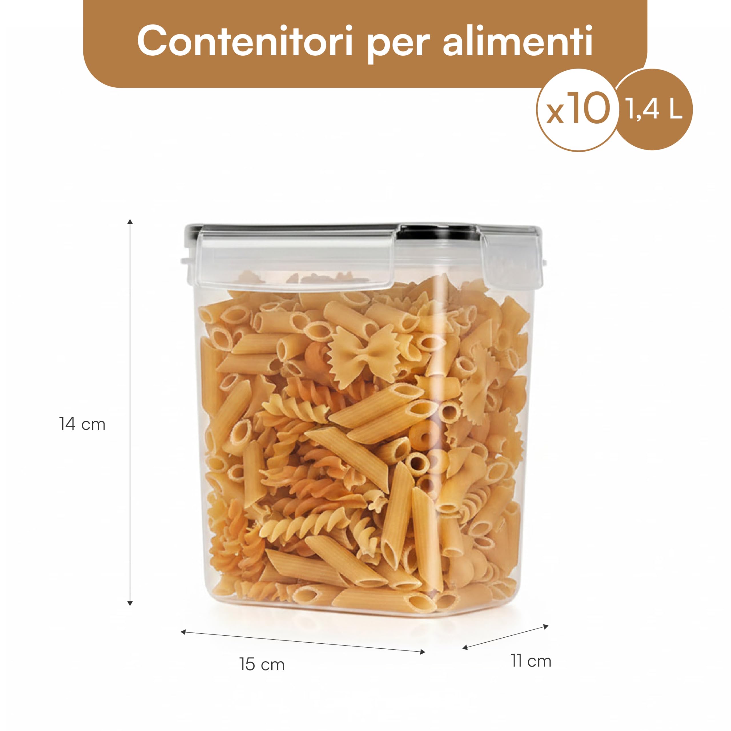 Baroni Home Set 10 Contenitori Ermetici 1,4L Senza BPA