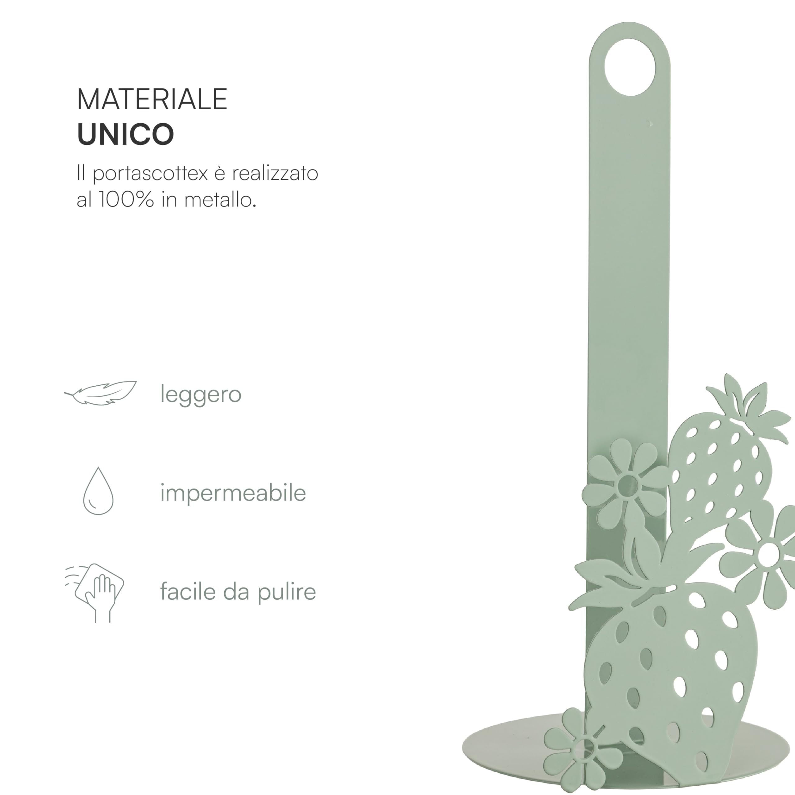Baroni Home Fragola portascottex metallo 15x15x33 salvia