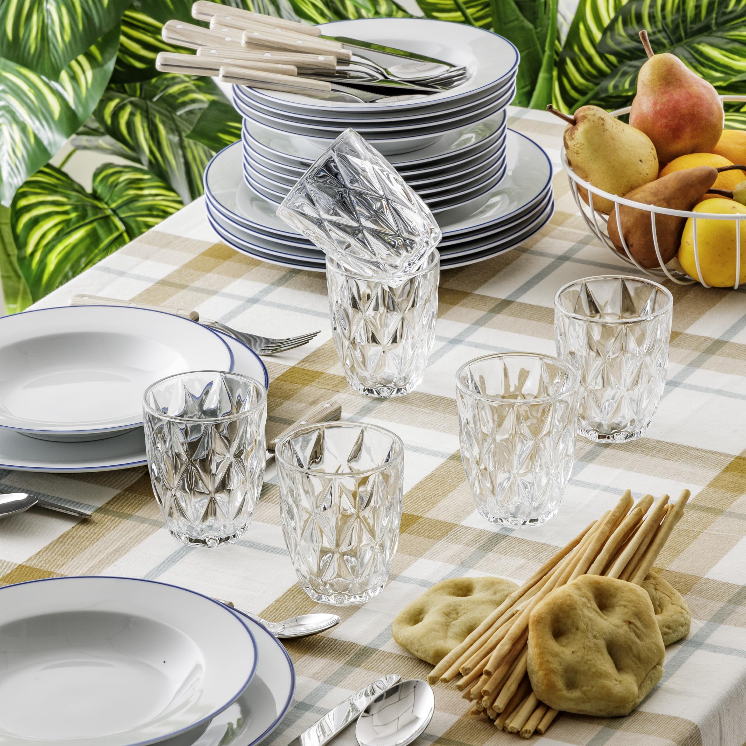 Baroni Home Rombi Grandi bicchieri vetro 30 cl 6 pezzi