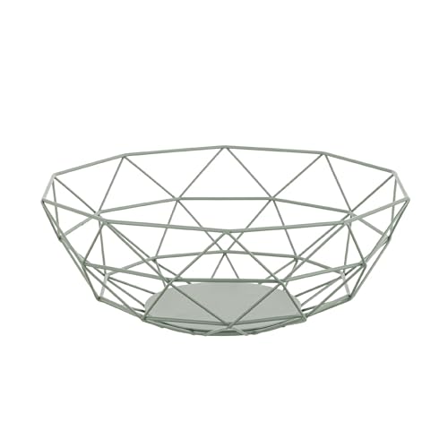Baroni Home Salvia Cesto Portafrutta Metallo Verde 28x28x10 cm