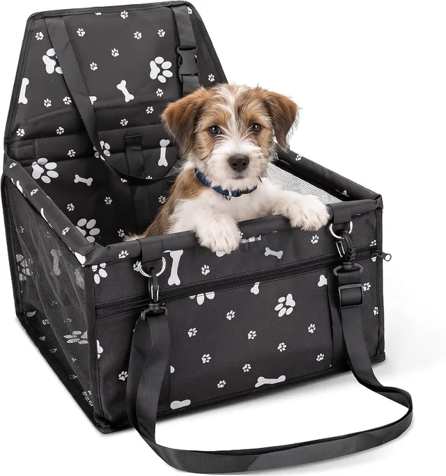 Baroni Home Seggiolino Auto Cani Gatti Nero 40x32x42 cm