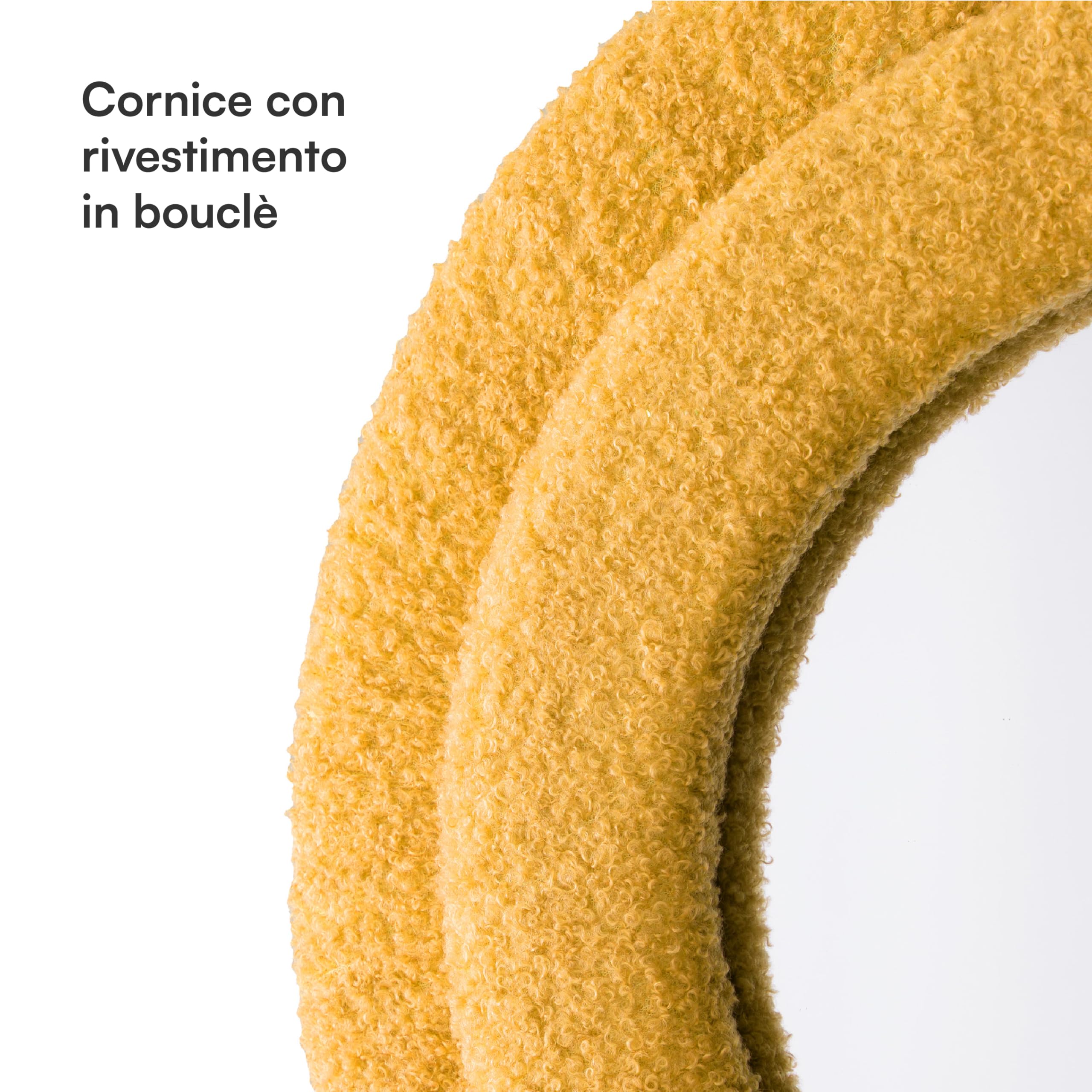 Baroni Home specchio parete bouclé giallo 80x40 cm mezza persona