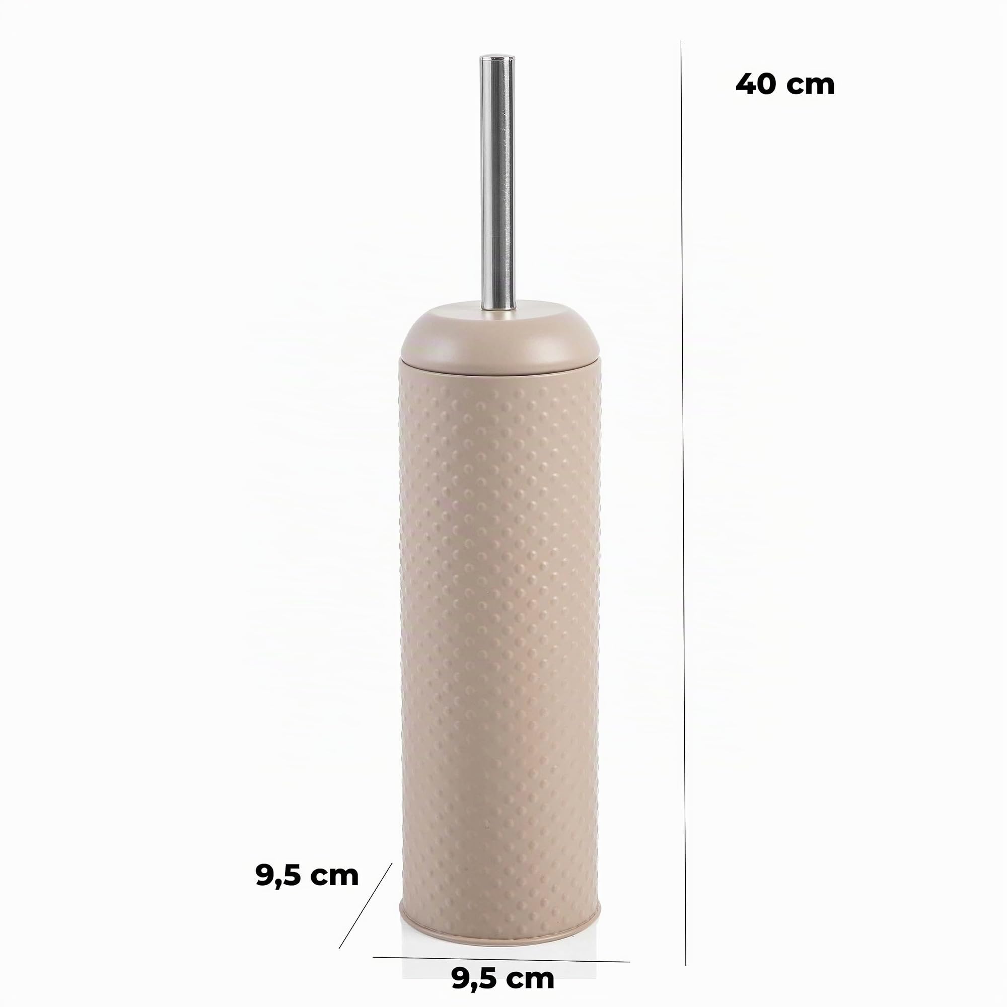Baroni Home Dotty Portascopino Tortora Metallo con Scopino