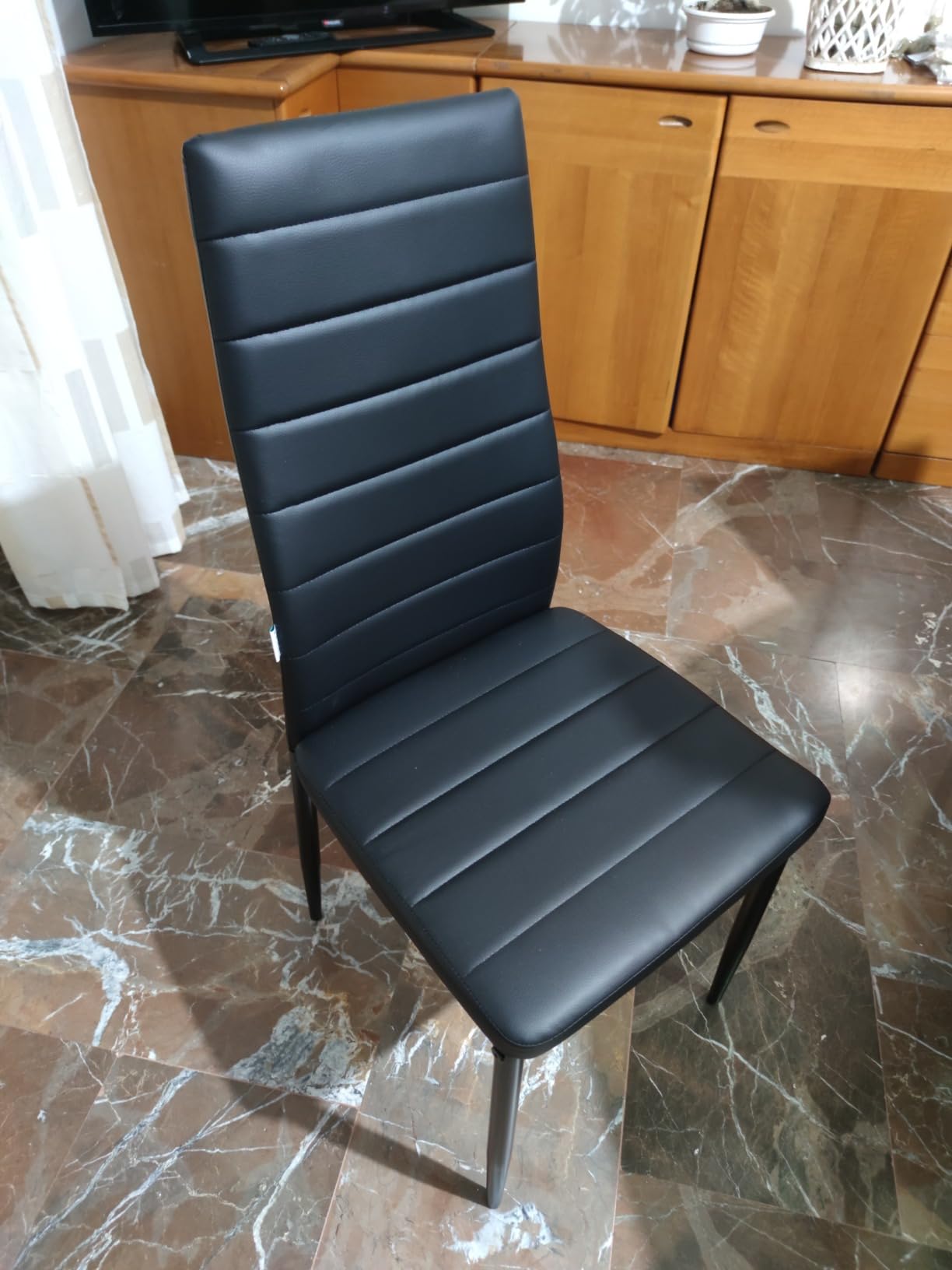 Baroni Home Set 4 Sedie da Pranzo Nero 40x48x96 cm