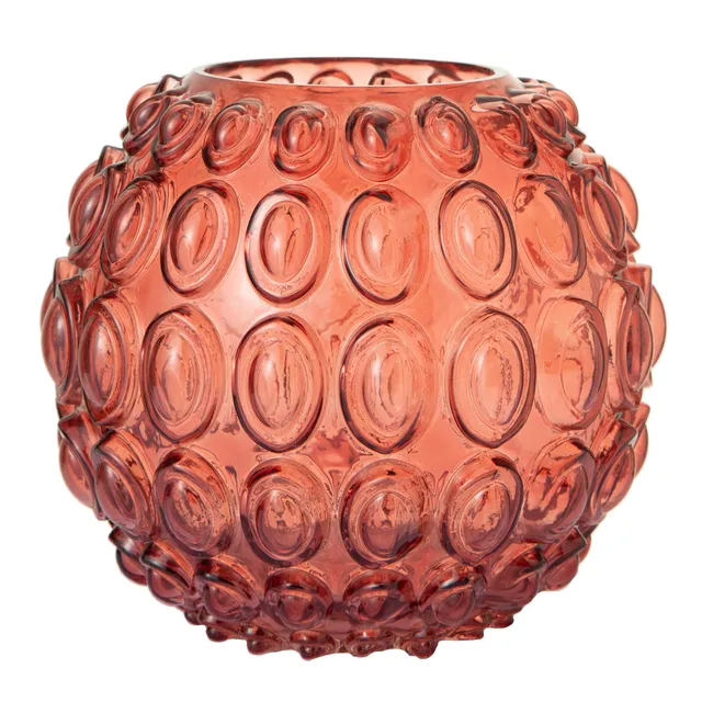 Baroni Home vaso vetro pallini rossi 20x20x18 cm decorato